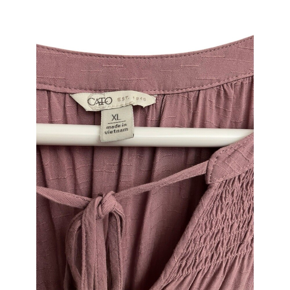 CATO XL Mauve Pink Tiered Boho Peasant Blouse Babydoll High Low Hem Top - Picture 10 of 14